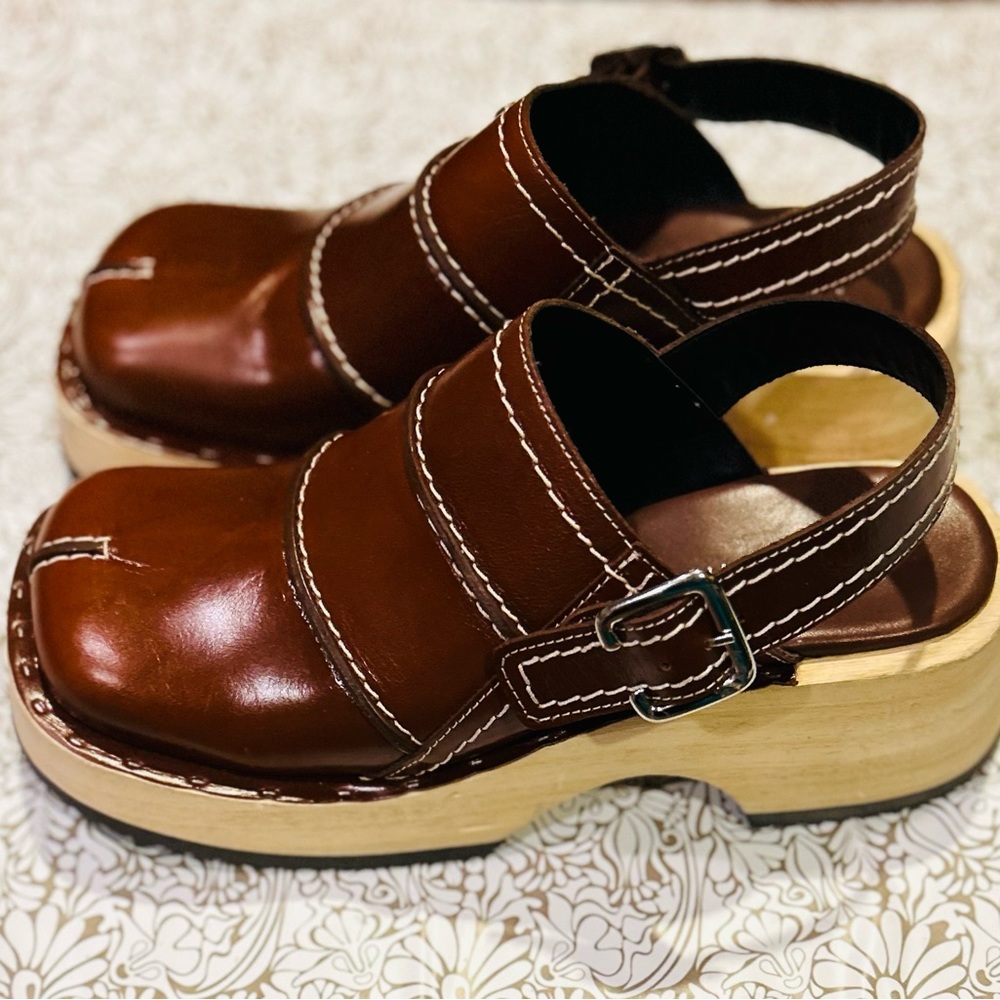 MIISTA Amita 38 7.5 8 Clogs Brown Platform Women
